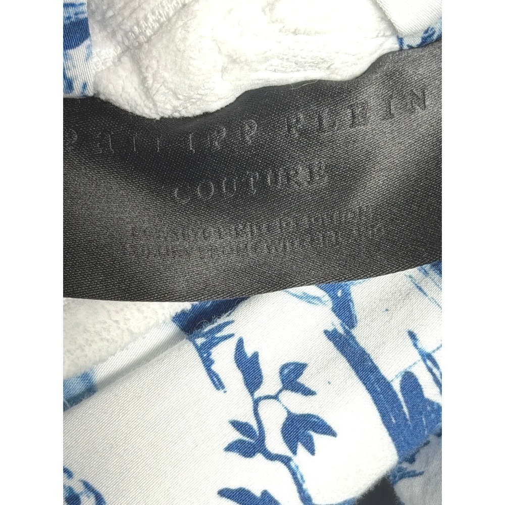 Couture Philipp Plein Bathrobe En Plein Air White Blue 100% Cotton‎ Small Luxury - Picture 8 of 14